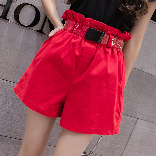 Pantaloni scurti moderni de dama in trei culori cu talie elastica