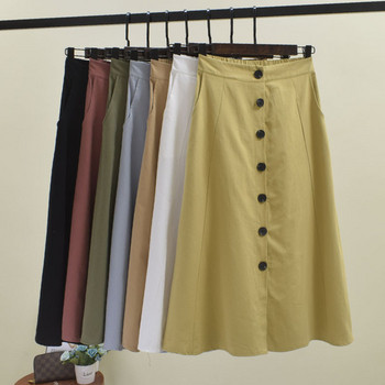 Fusta de dama cu nasturi si talie inalta in mai multe culori