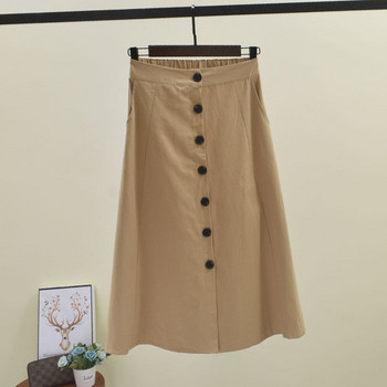 Fusta de dama cu nasturi si talie inalta in mai multe culori
