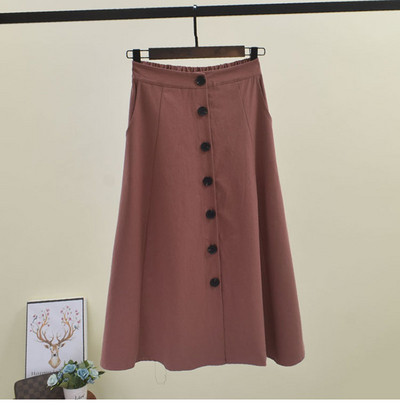 Fusta de dama cu nasturi si talie inalta in mai multe culori