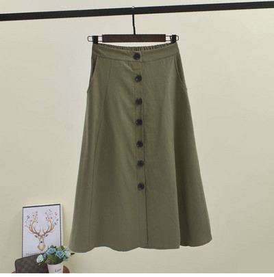 Fusta de dama cu nasturi si talie inalta in mai multe culori