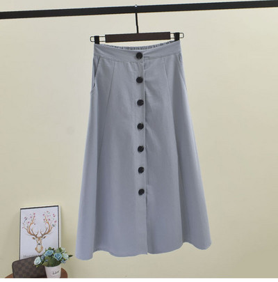 Fusta de dama cu nasturi si talie inalta in mai multe culori