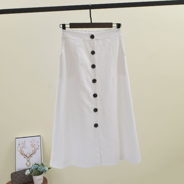 Fusta de dama cu nasturi si talie inalta in mai multe culori