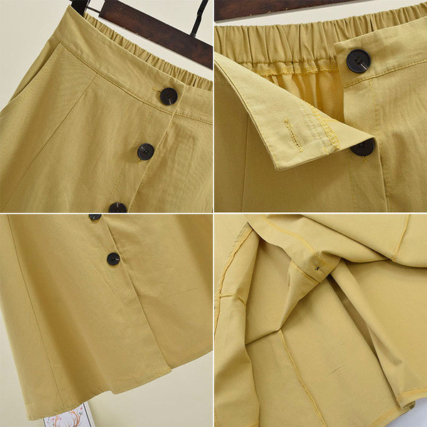 Fusta de dama cu nasturi si talie inalta in mai multe culori