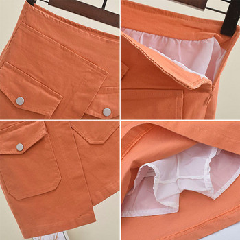 Fusta dama cu buzunare model asimetric in trei culori