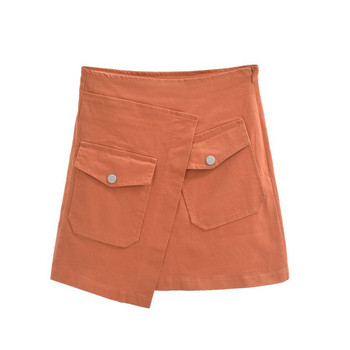 Fusta dama cu buzunare model asimetric in trei culori