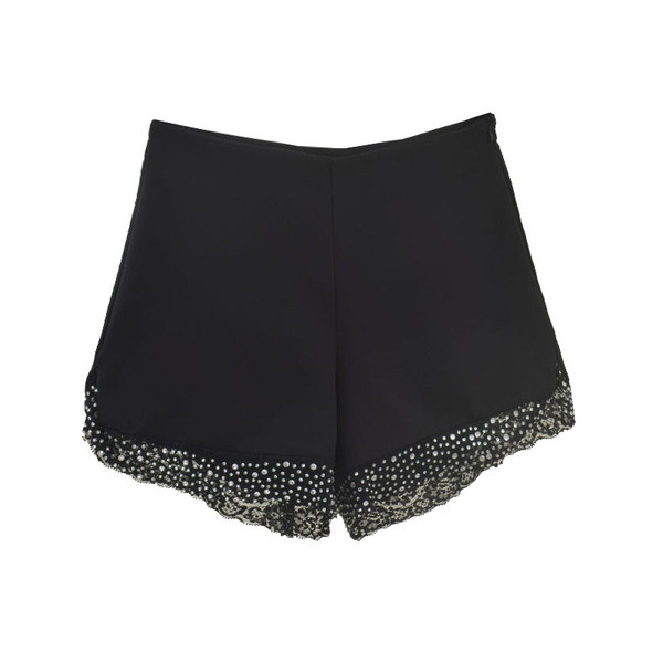 Pantaloni scurți de damă actuali cu dantelă în alb-negru