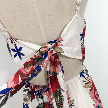 Rochie scurtă cu bretele subțiri în alb cu model