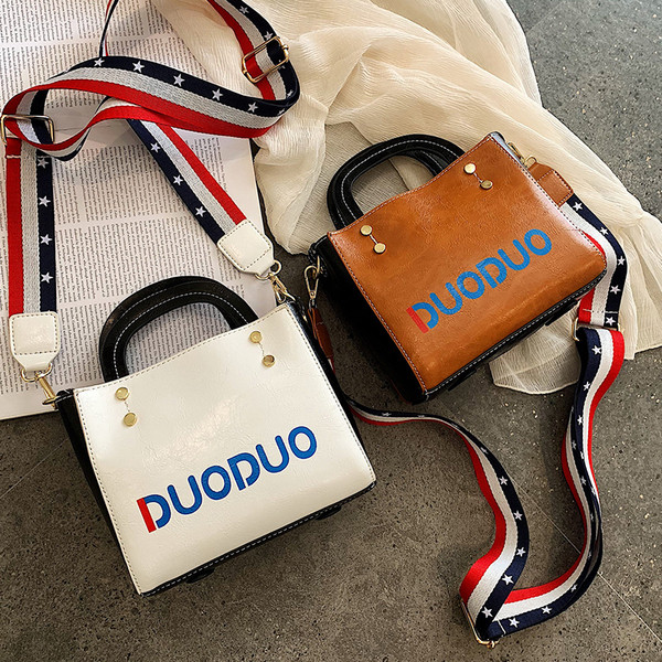 Geanta de dama din piele cu inscriptie in mai multe culori