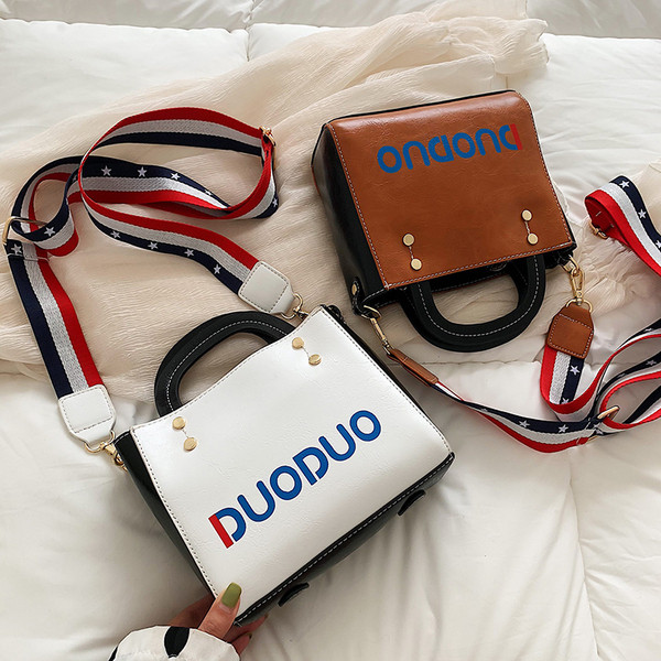 Geanta de dama din piele cu inscriptie in mai multe culori