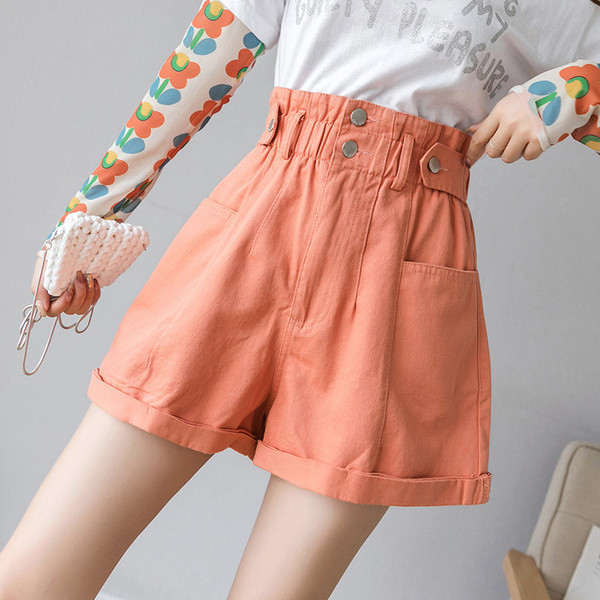 Pantaloni scurți casual dama cu talie inalta in mai multe culori