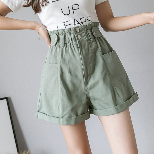 Pantaloni scurți casual dama cu talie inalta in mai multe culori