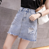 Fusta de dama moderna din denim cu talie inalta in albastru