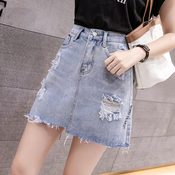 Fusta de dama moderna din denim cu talie inalta in albastru