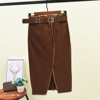 Fusta de dama cu fanta si curea in mai multe culori