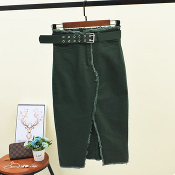 Fusta de dama cu fanta si curea in mai multe culori