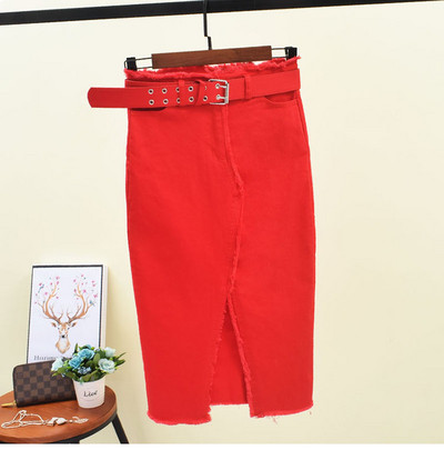 Fusta de dama cu fanta si curea in mai multe culori