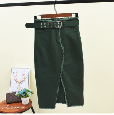 Fusta de dama cu fanta si curea in mai multe culori