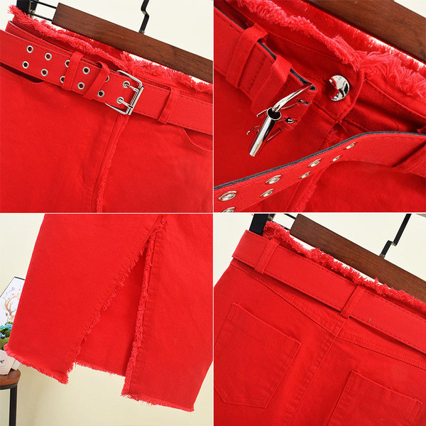 Fusta de dama cu fanta si curea in mai multe culori