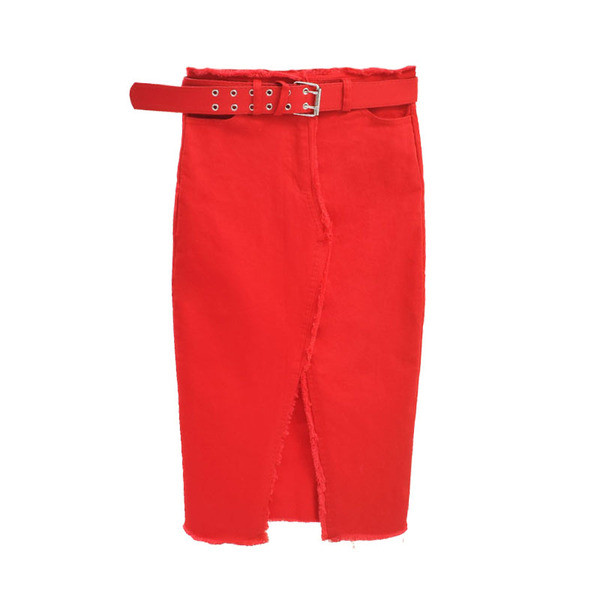 Fusta de dama cu fanta si curea in mai multe culori