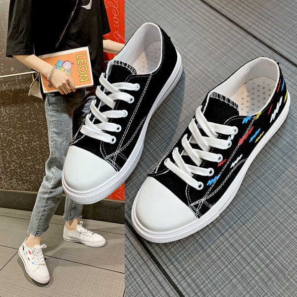 Tenisi casual dama in alb si negru