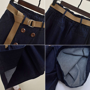 Дамска ежедневна пола с копчета и колан -широк модел 