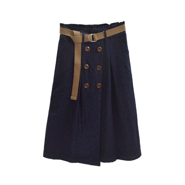 Дамска ежедневна пола с копчета и колан -широк модел 