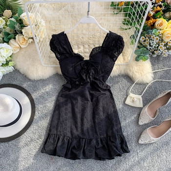 Rochie moderna de dama cu cravate in trei culori