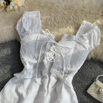 Rochie moderna de dama cu cravate in trei culori