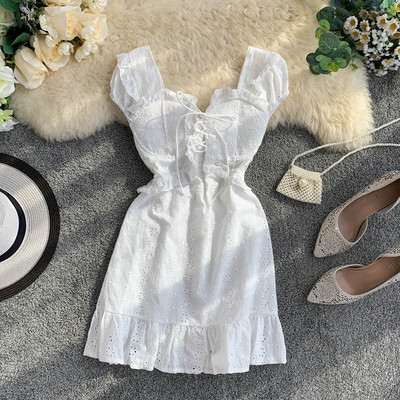 Rochie moderna de dama cu cravate in trei culori