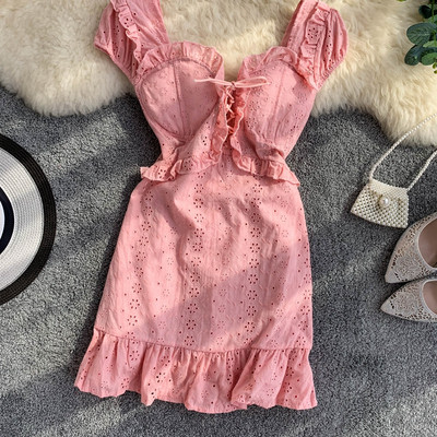 Rochie moderna de dama cu cravate in trei culori