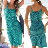 Rochie casual de dama potrivita pentru plaja cu bretele subtiri in albastru