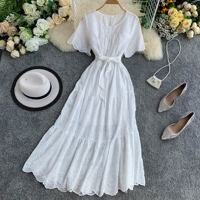 Női hosszú ruha rövid ujjal több színben