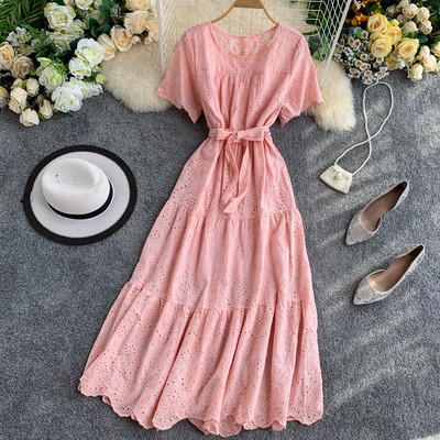 Női hosszú ruha rövid ujjal több színben