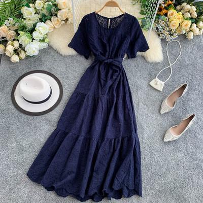 Női hosszú ruha rövid ujjal több színben