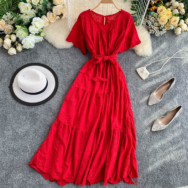 Női hosszú ruha rövid ujjal több színben