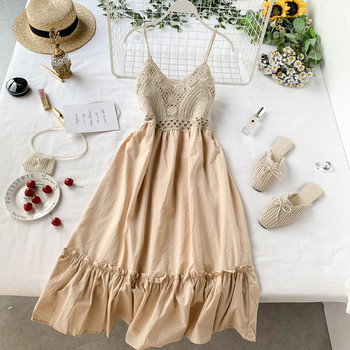 Rochie lunga de dama cu bretele subtiri in trei culori