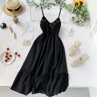 Rochie lunga de dama cu bretele subtiri in trei culori