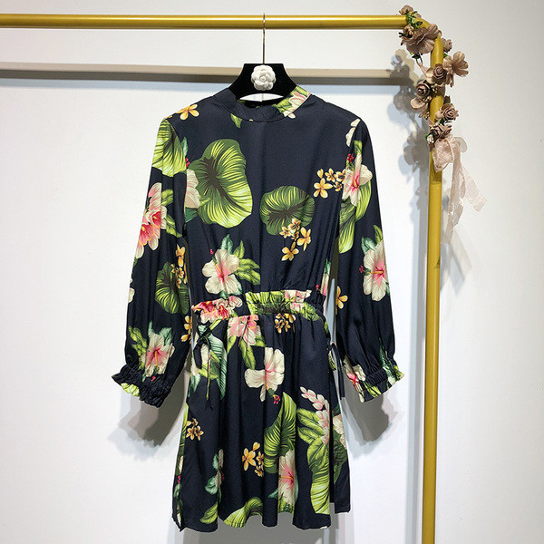 Rochie casual de dama cu maneci lungi cu model floral