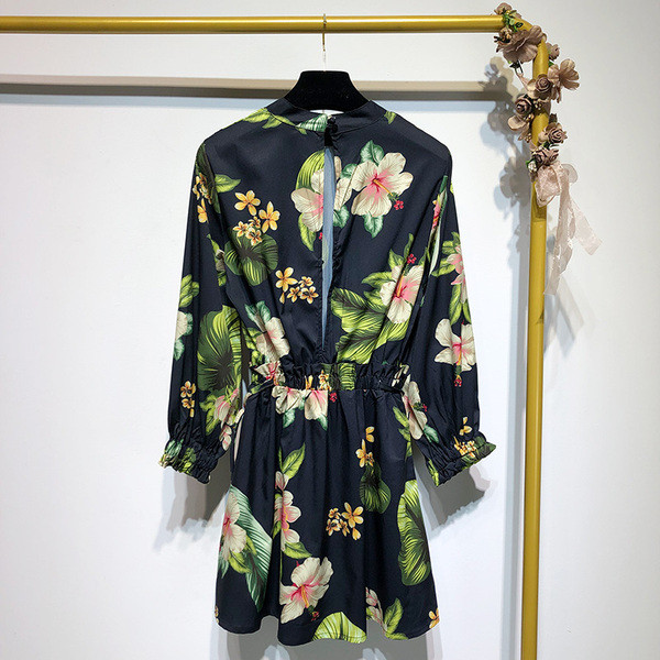 Rochie casual de dama cu maneci lungi cu model floral