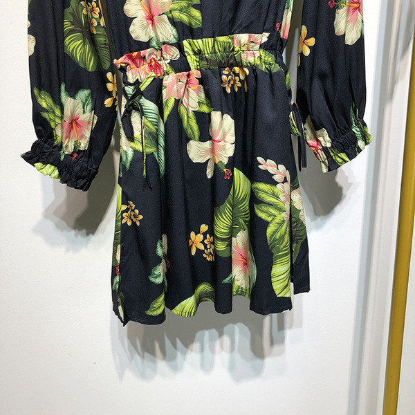 Rochie casual de dama cu maneci lungi cu model floral