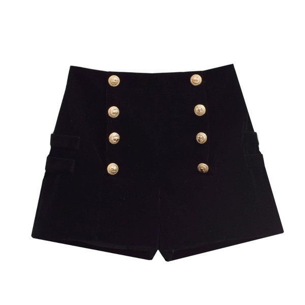 Pantaloni scurți moderni de damă cu nasturi în negru