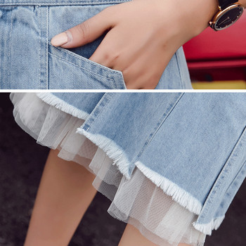 Fusta de dama lunga din denim casual cu talie inalta