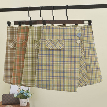 Fusta dama in carouri cu nasturi in mai multe culori