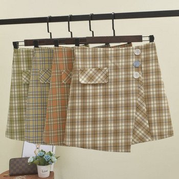 Fusta dama in carouri cu nasturi in mai multe culori