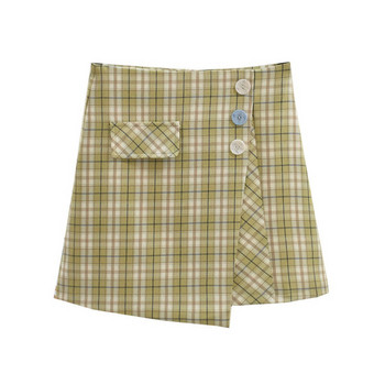 Fusta dama in carouri cu nasturi in mai multe culori