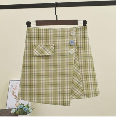 Fusta dama in carouri cu nasturi in mai multe culori