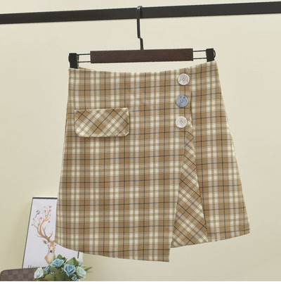 Fusta dama in carouri cu nasturi in mai multe culori