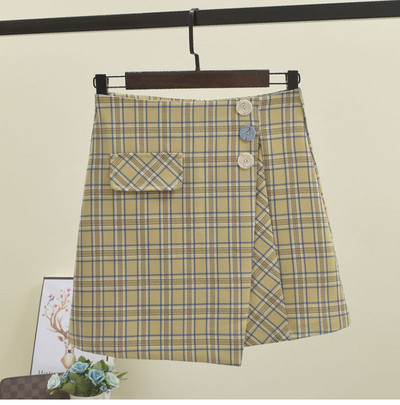 Fusta dama in carouri cu nasturi in mai multe culori