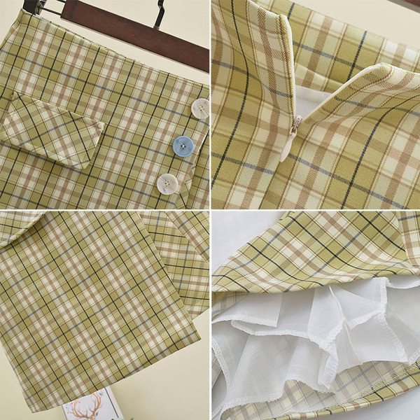 Fusta dama in carouri cu nasturi in mai multe culori